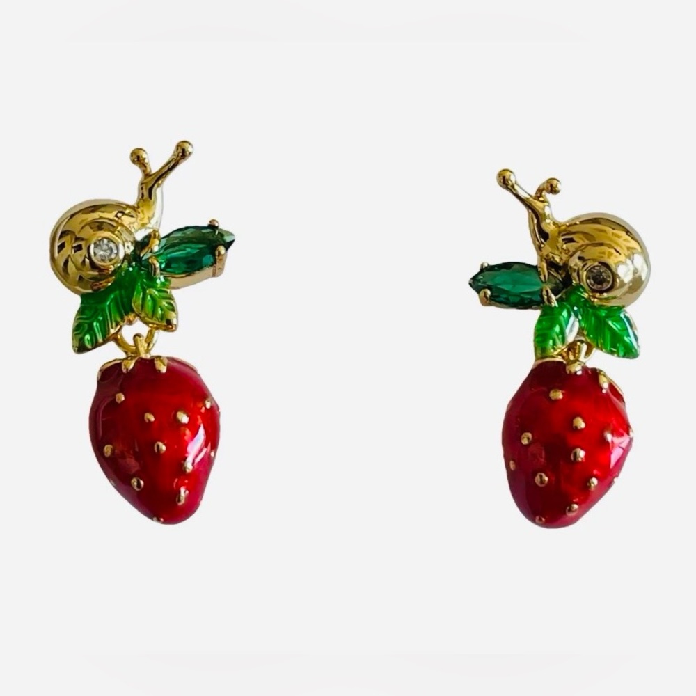 KATE SPADE 🍓Strawberry Fields Drop Earrings NEW Gold Tone, Red, Green